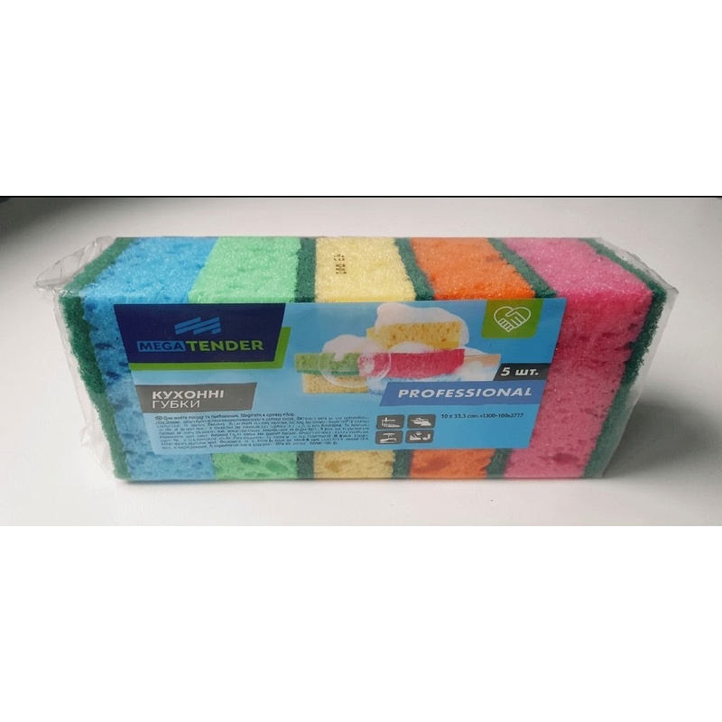 Губка кухонна MEGA TENDER Professional пориста 5 шт. 95*65*35